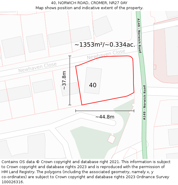 40, NORWICH ROAD, CROMER, NR27 0AY: Plot and title map