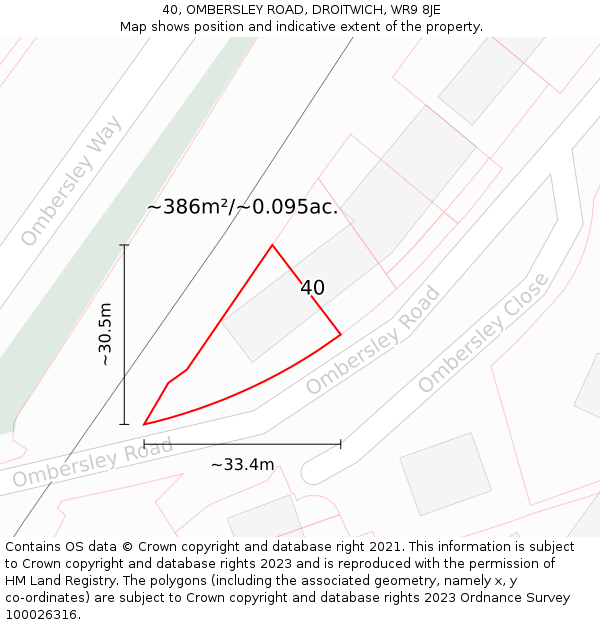 40, OMBERSLEY ROAD, DROITWICH, WR9 8JE: Plot and title map