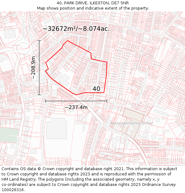 40, PARK DRIVE, ILKESTON, DE7 5NR: Plot and title map