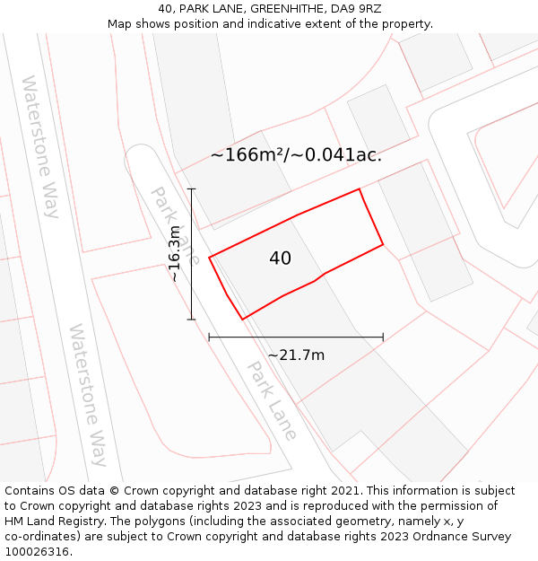 40, PARK LANE, GREENHITHE, DA9 9RZ: Plot and title map