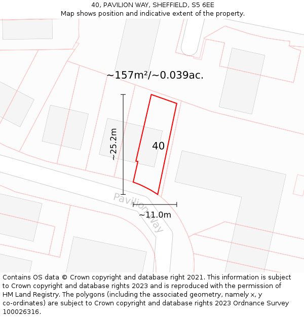 40, PAVILION WAY, SHEFFIELD, S5 6EE: Plot and title map