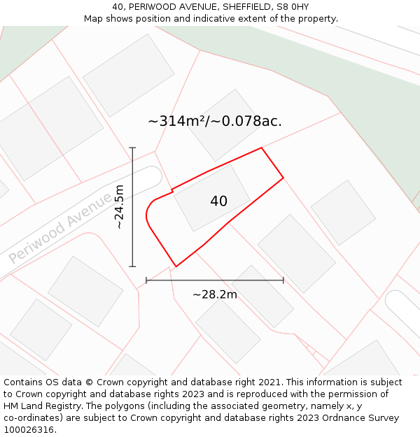 40, PERIWOOD AVENUE, SHEFFIELD, S8 0HY: Plot and title map