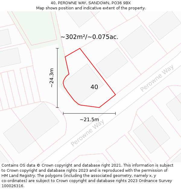 40, PEROWNE WAY, SANDOWN, PO36 9BX: Plot and title map