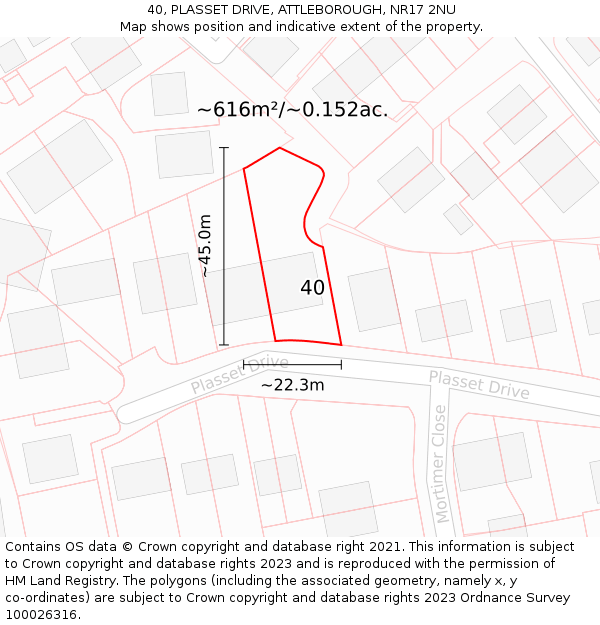 40, PLASSET DRIVE, ATTLEBOROUGH, NR17 2NU: Plot and title map