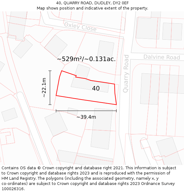 40, QUARRY ROAD, DUDLEY, DY2 0EF: Plot and title map