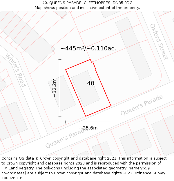 40, QUEENS PARADE, CLEETHORPES, DN35 0DG: Plot and title map