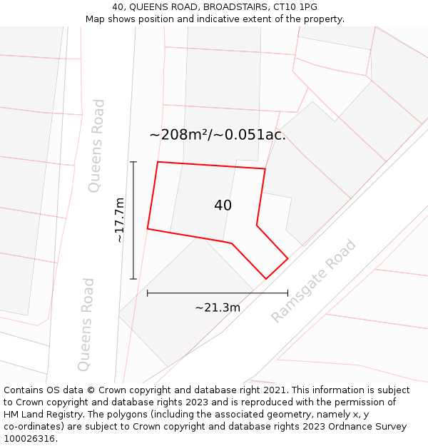 40, QUEENS ROAD, BROADSTAIRS, CT10 1PG: Plot and title map