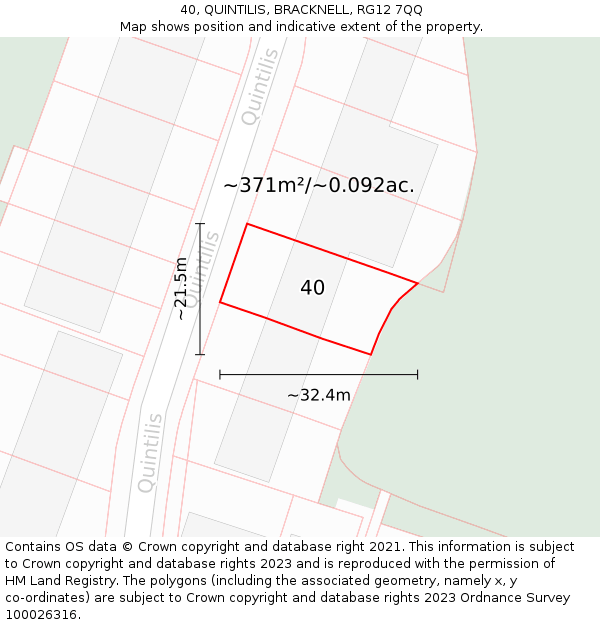 40, QUINTILIS, BRACKNELL, RG12 7QQ: Plot and title map