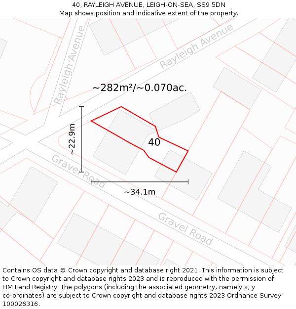 40, RAYLEIGH AVENUE, LEIGH-ON-SEA, SS9 5DN: Plot and title map