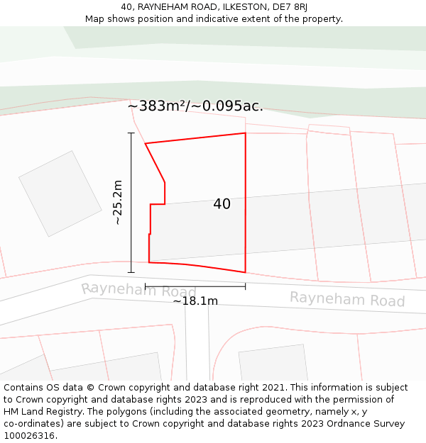 40, RAYNEHAM ROAD, ILKESTON, DE7 8RJ: Plot and title map