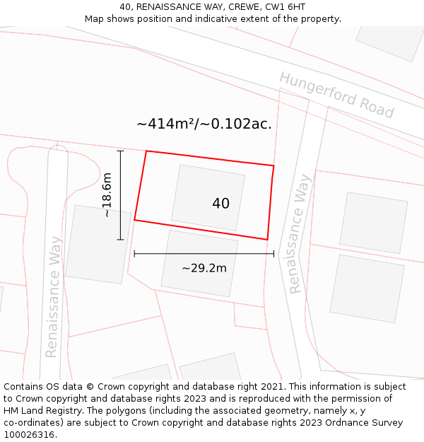 40, RENAISSANCE WAY, CREWE, CW1 6HT: Plot and title map