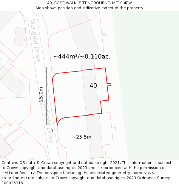 40, ROSE WALK, SITTINGBOURNE, ME10 4EW: Plot and title map