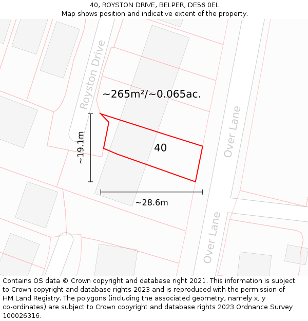 40, ROYSTON DRIVE, BELPER, DE56 0EL: Plot and title map