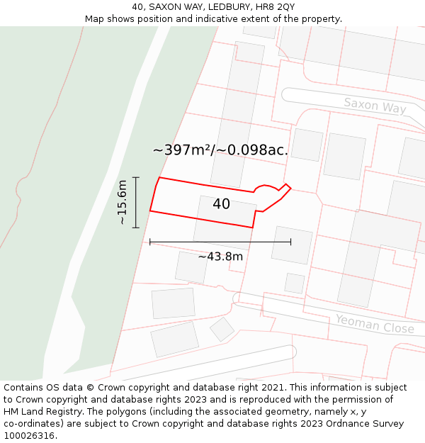 40, SAXON WAY, LEDBURY, HR8 2QY: Plot and title map