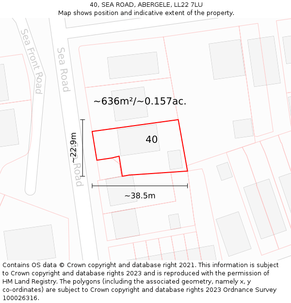 40, SEA ROAD, ABERGELE, LL22 7LU: Plot and title map