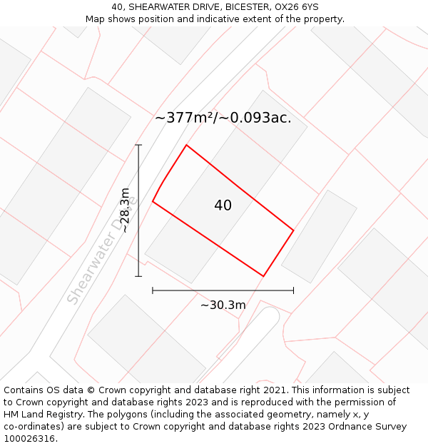 40, SHEARWATER DRIVE, BICESTER, OX26 6YS: Plot and title map