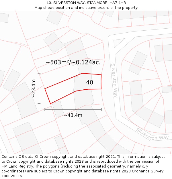 40, SILVERSTON WAY, STANMORE, HA7 4HR: Plot and title map