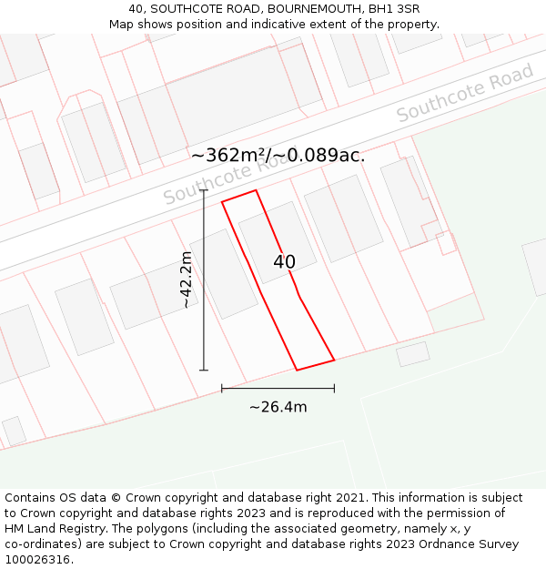 40, SOUTHCOTE ROAD, BOURNEMOUTH, BH1 3SR: Plot and title map