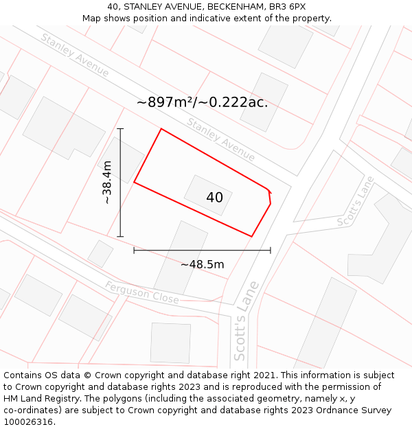 40, STANLEY AVENUE, BECKENHAM, BR3 6PX: Plot and title map