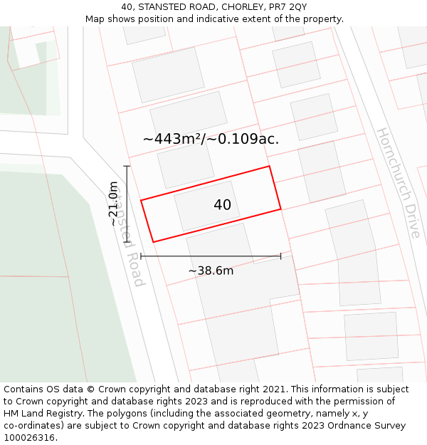 40, STANSTED ROAD, CHORLEY, PR7 2QY: Plot and title map