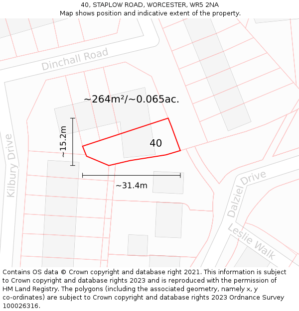 40, STAPLOW ROAD, WORCESTER, WR5 2NA: Plot and title map