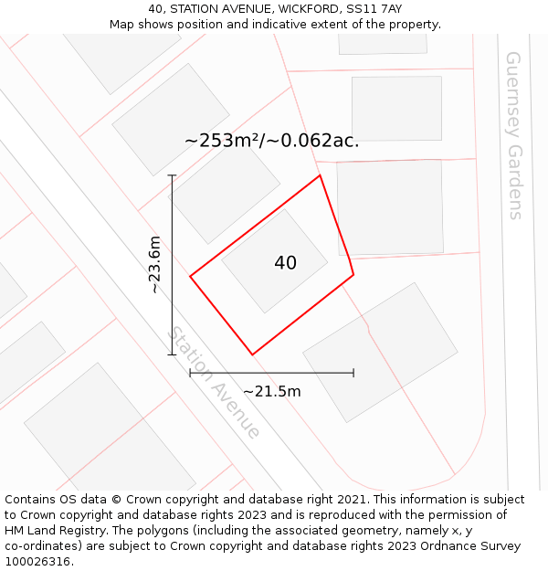 40, STATION AVENUE, WICKFORD, SS11 7AY: Plot and title map