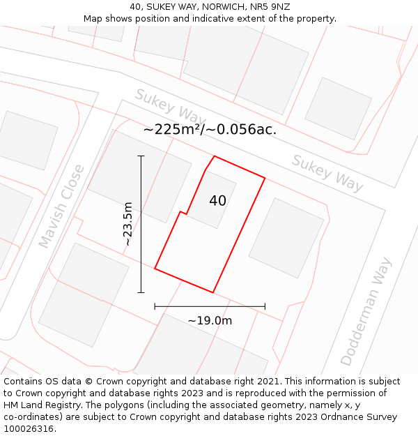 40, SUKEY WAY, NORWICH, NR5 9NZ: Plot and title map