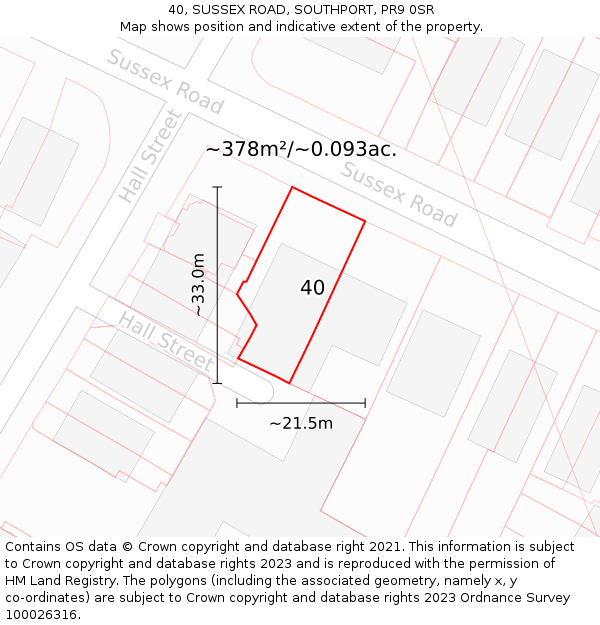 40, SUSSEX ROAD, SOUTHPORT, PR9 0SR: Plot and title map