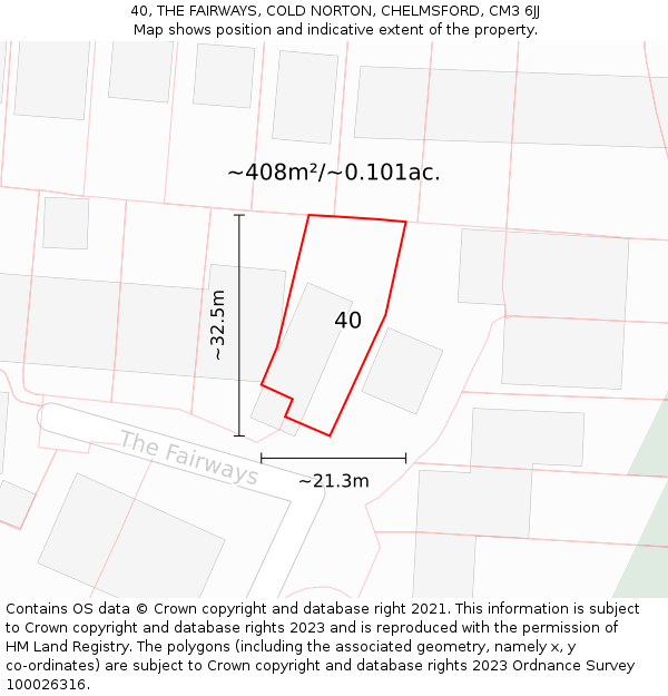 40, THE FAIRWAYS, COLD NORTON, CHELMSFORD, CM3 6JJ: Plot and title map