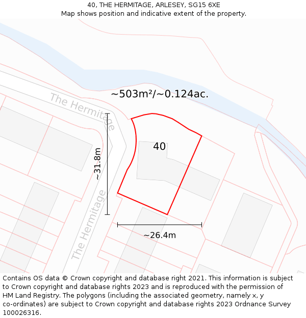 40, THE HERMITAGE, ARLESEY, SG15 6XE: Plot and title map