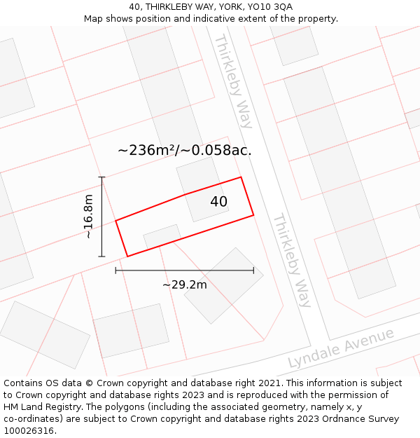 40, THIRKLEBY WAY, YORK, YO10 3QA: Plot and title map