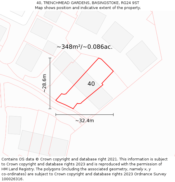 40, TRENCHMEAD GARDENS, BASINGSTOKE, RG24 9ST: Plot and title map