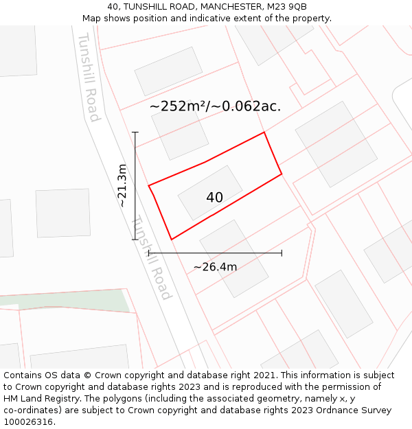 40, TUNSHILL ROAD, MANCHESTER, M23 9QB: Plot and title map