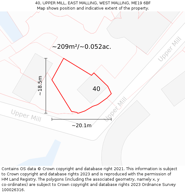 40, UPPER MILL, EAST MALLING, WEST MALLING, ME19 6BF: Plot and title map