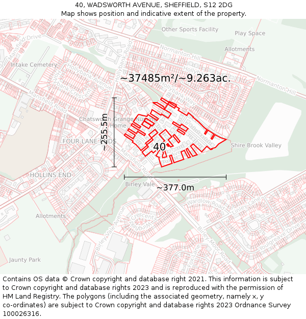40, WADSWORTH AVENUE, SHEFFIELD, S12 2DG: Plot and title map
