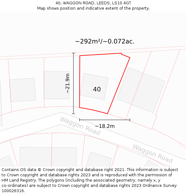 40, WAGGON ROAD, LEEDS, LS10 4GT: Plot and title map