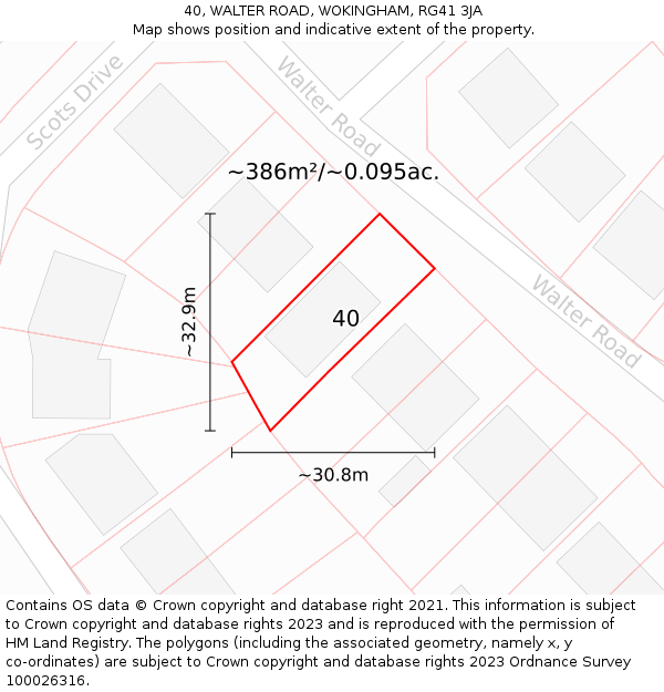 40, WALTER ROAD, WOKINGHAM, RG41 3JA: Plot and title map