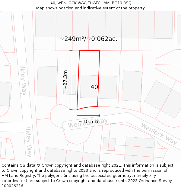 40, WENLOCK WAY, THATCHAM, RG19 3SQ: Plot and title map