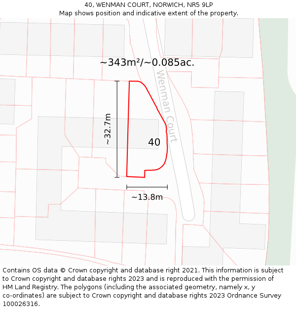 40, WENMAN COURT, NORWICH, NR5 9LP: Plot and title map