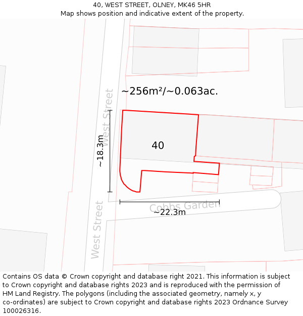 40, WEST STREET, OLNEY, MK46 5HR: Plot and title map