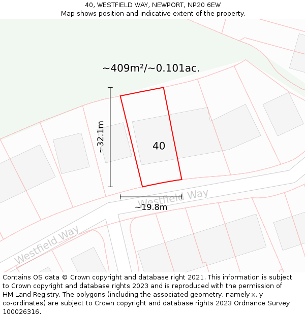 40, WESTFIELD WAY, NEWPORT, NP20 6EW: Plot and title map