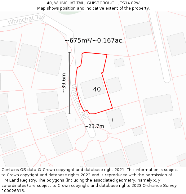 40, WHINCHAT TAIL, GUISBOROUGH, TS14 8PW: Plot and title map