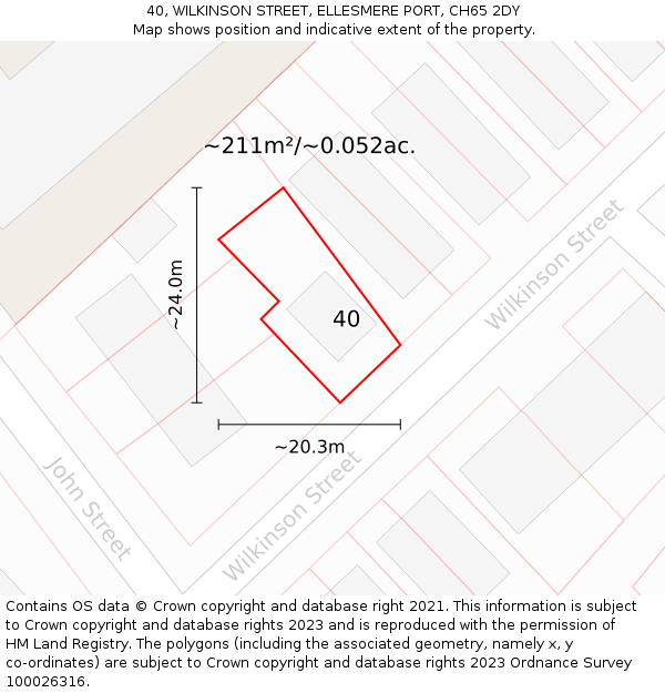 40, WILKINSON STREET, ELLESMERE PORT, CH65 2DY: Plot and title map