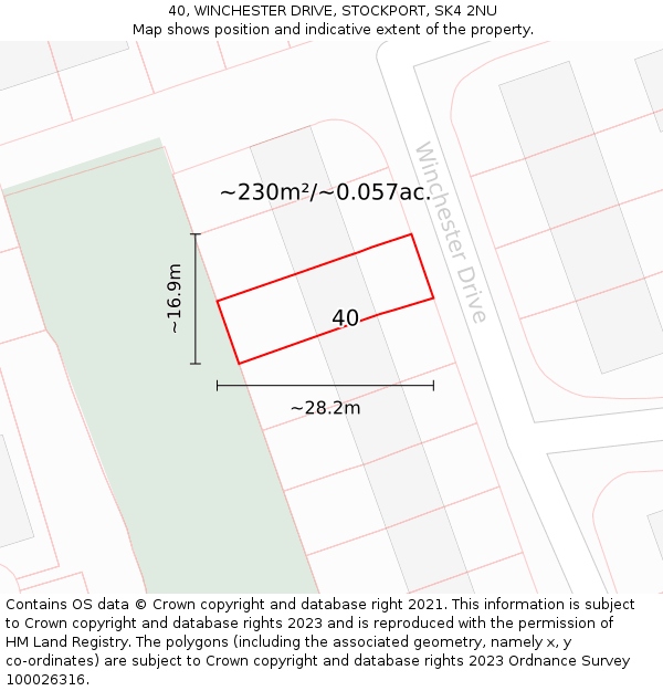 40, WINCHESTER DRIVE, STOCKPORT, SK4 2NU: Plot and title map