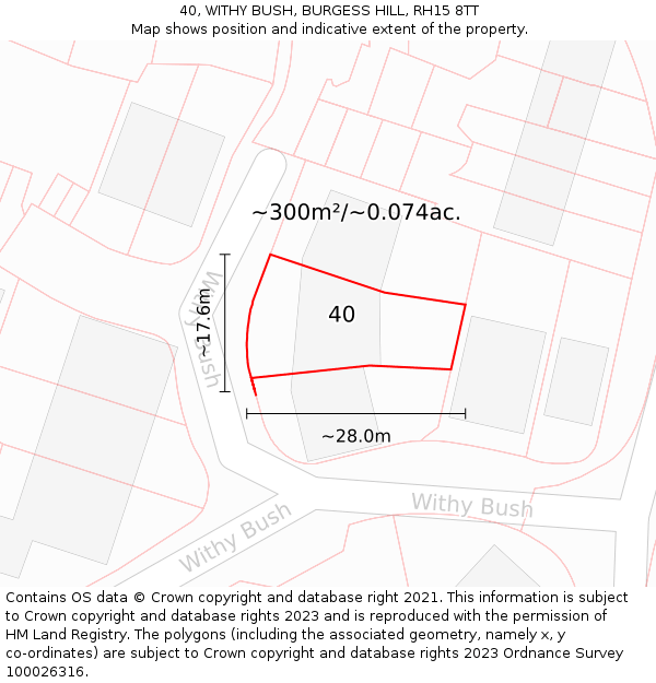 40, WITHY BUSH, BURGESS HILL, RH15 8TT: Plot and title map