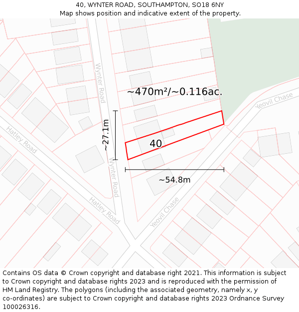 40, WYNTER ROAD, SOUTHAMPTON, SO18 6NY: Plot and title map