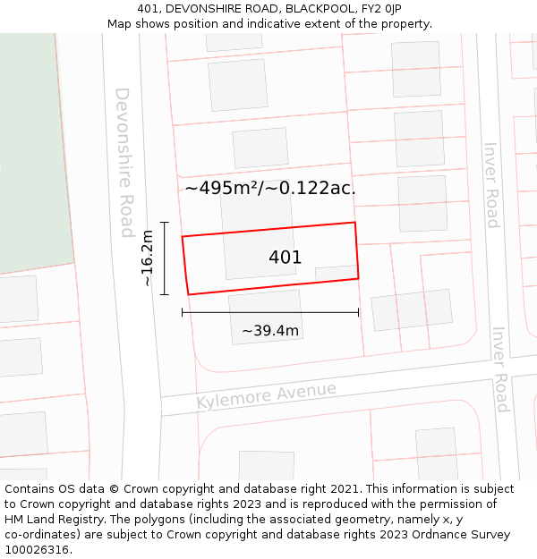 401, DEVONSHIRE ROAD, BLACKPOOL, FY2 0JP: Plot and title map