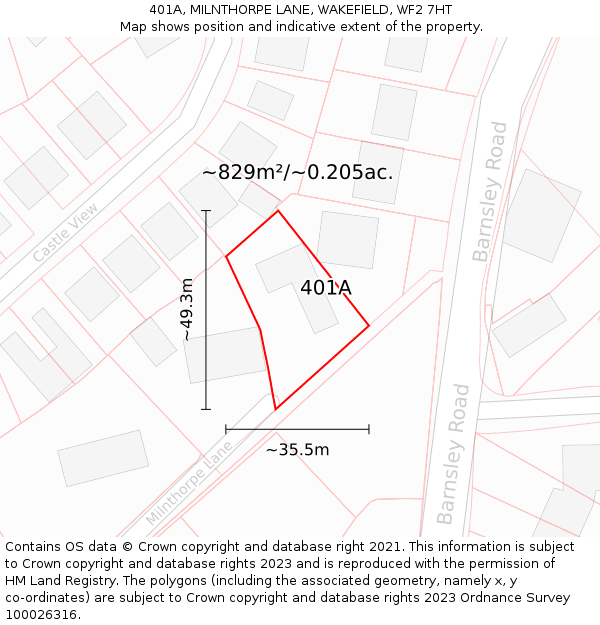 401A, MILNTHORPE LANE, WAKEFIELD, WF2 7HT: Plot and title map