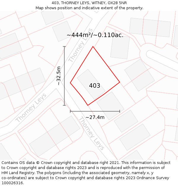 403, THORNEY LEYS, WITNEY, OX28 5NR: Plot and title map