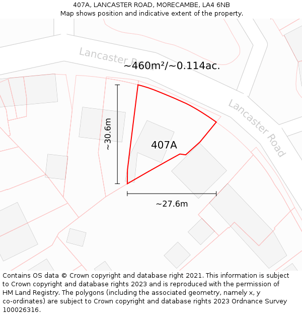 407A, LANCASTER ROAD, MORECAMBE, LA4 6NB: Plot and title map